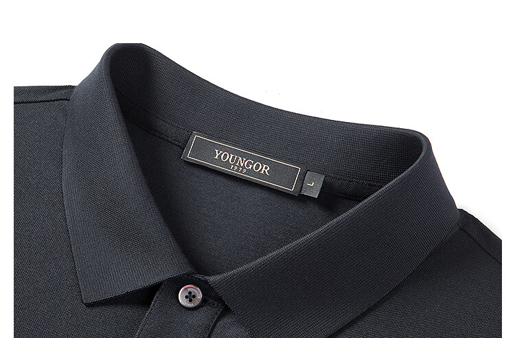 YOUNGOR [20% Mulberry Silk] Summer 2026 New Machine Washable Polo Shirt with Collar, Navy Blue, XL 14