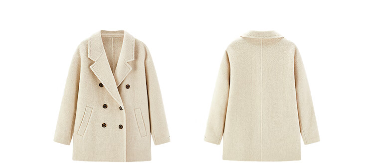 Taipingniao Women's Wool Coat, Master Zhenrou Series, Women's Double-Faced Wool Winter Coat, Fashionable, Gray, Size S 35