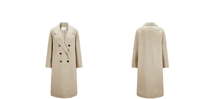 Taipingniao Women's Wool Coat, Master Zhenrou Series, Women's Double-Faced Wool Winter Coat, Fashionable, Gray, Size S 37