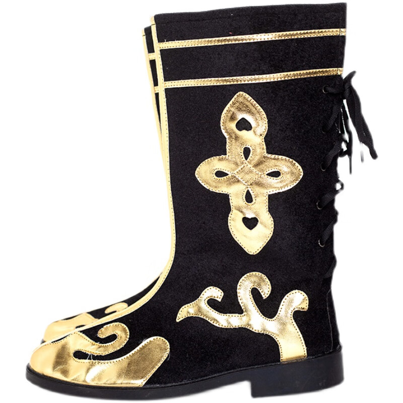 蒙古族侧花跳舞软底练功鞋男藏族皮靴蒙古舞靴高帮长靴舞蹈生蒙族舞蹈