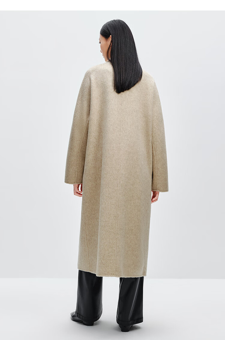 Taipingniao Women's Wool Coat, Master Zhenrou Series, Women's Double-Faced Wool Winter Coat, Fashionable, Gray, Size S 33