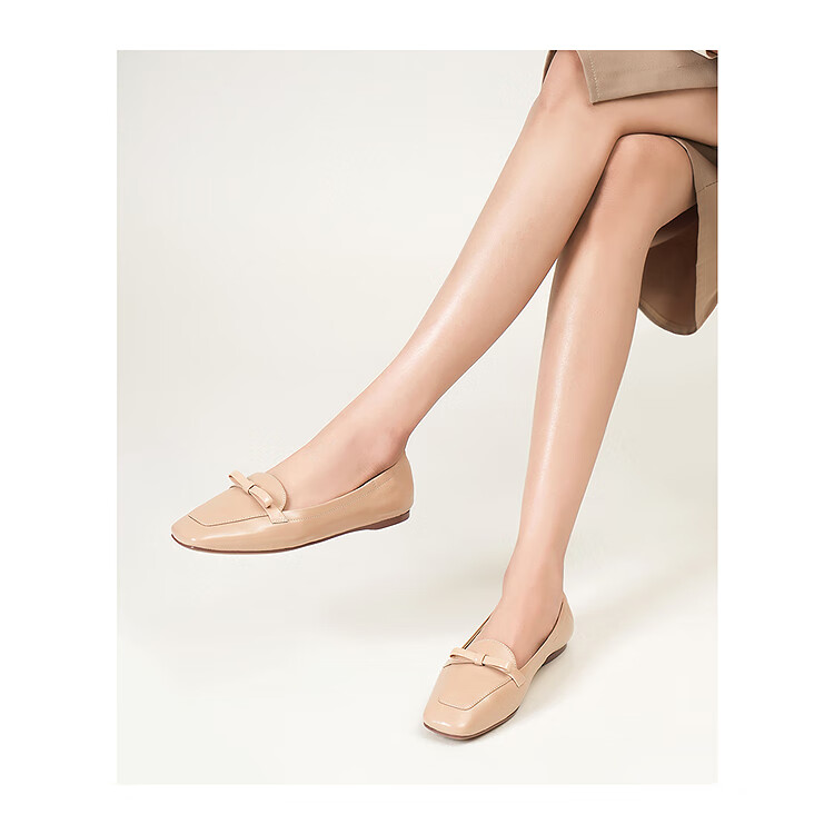 Laird Spring Summer Flat Ballet Shoes Commuter Versatile Loafers Women 6M06804 Cream White OWK 37 2