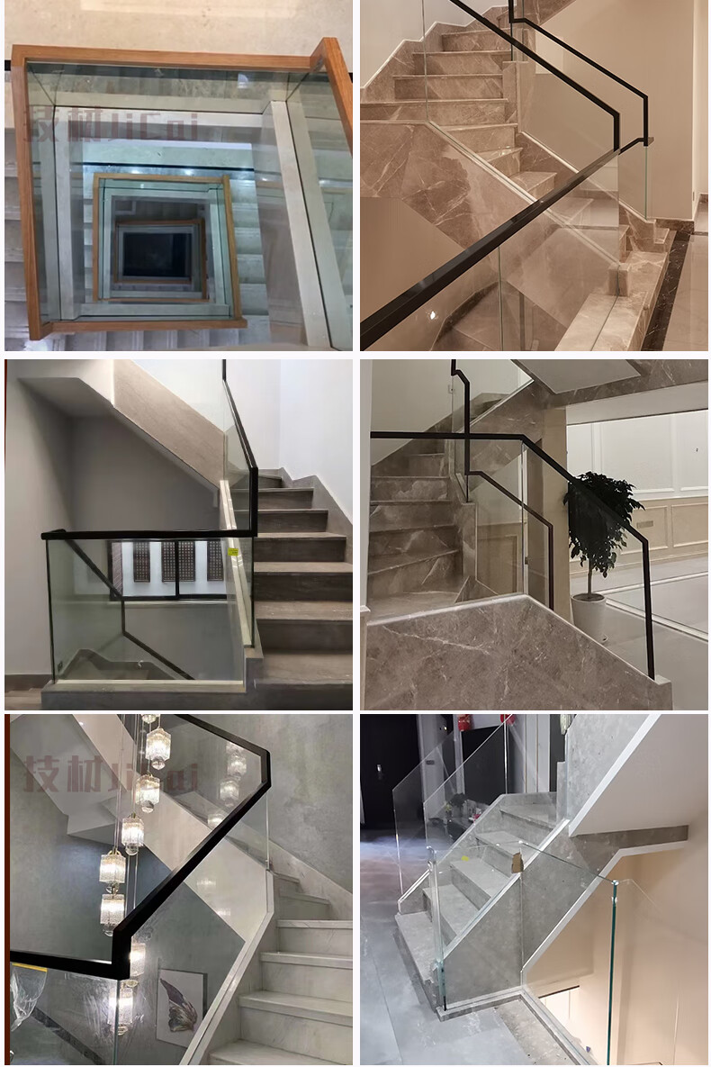 网红楼梯扶手阳台无框玻璃栏杆工程轨道地槽玻璃护栏预埋u型钢槽 预埋