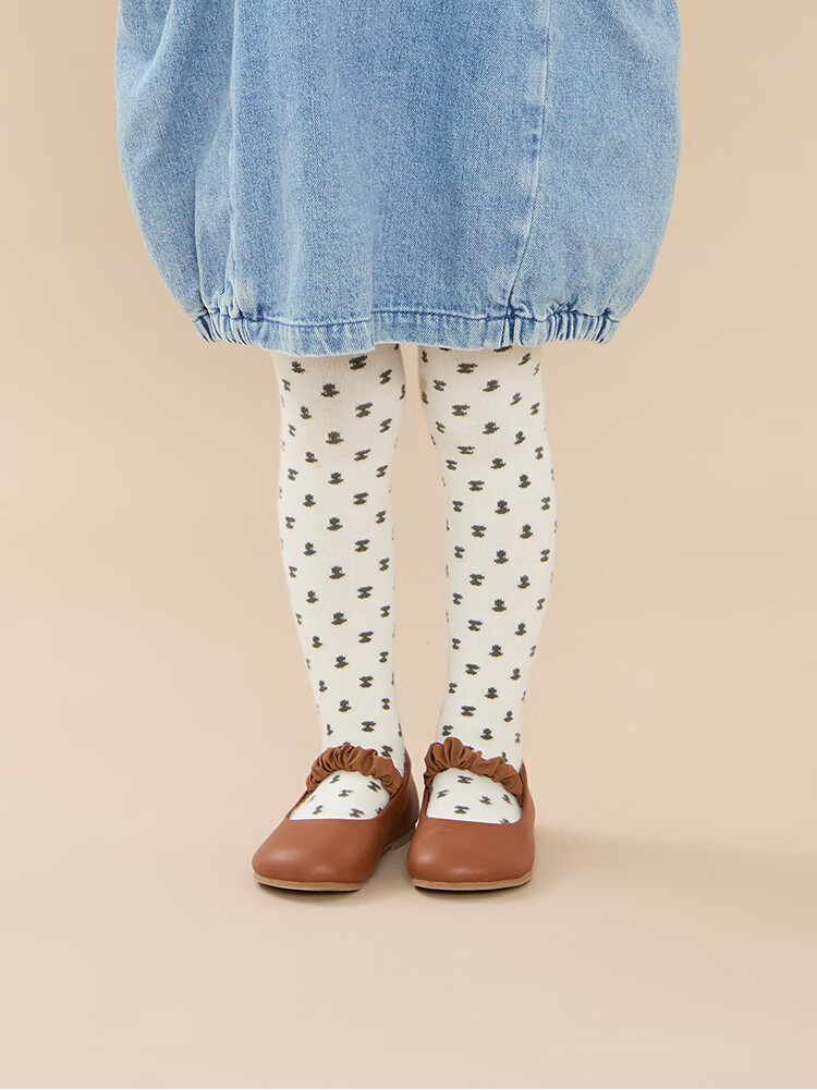 Papa Spring Children's Leggings, Girls' Printed Pantyhose, Elastic Comfortable, Brown, 90cm 7