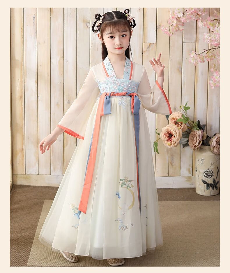 示牧汉服女童夏天薄款10-12岁小女孩古装11-15岁儿童中大童仙气服装