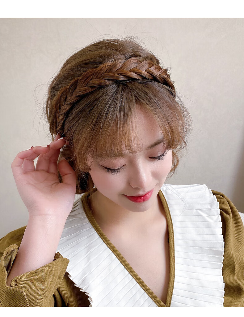 蜜荷 杨紫同款麻花辫假发发箍女款夏天辫子鱼骨辫头箍高颅顶宽发卡