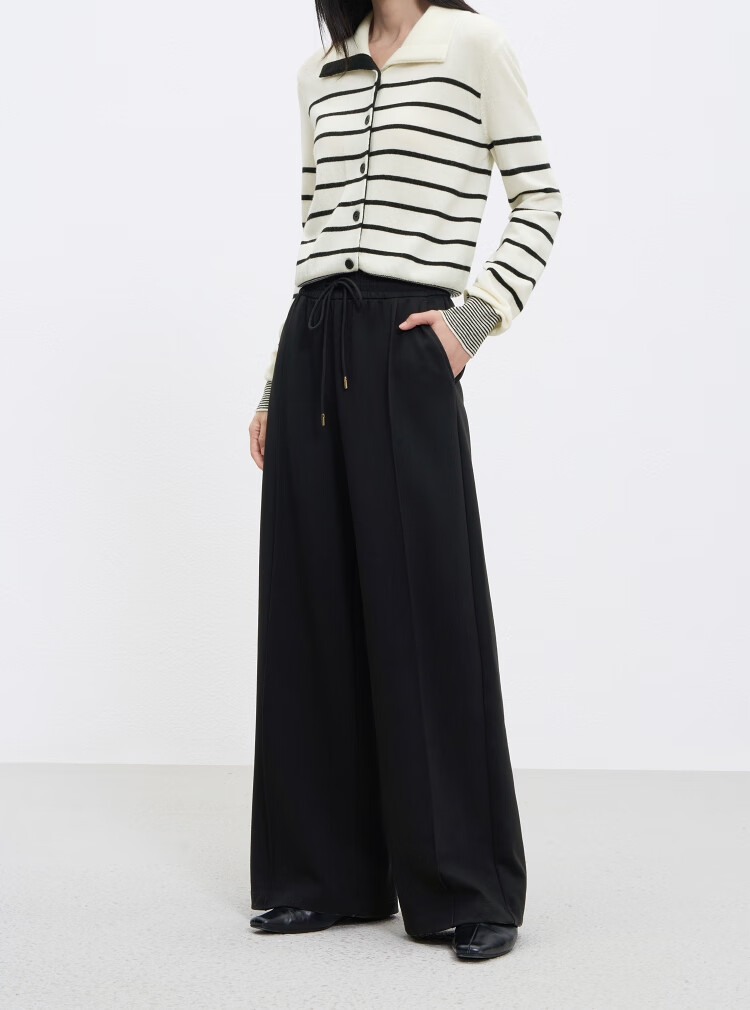Taipingniao Women's Casual Pants, High-Waisted Cloud Pants, Spring Season, Soft And Skin-Friendly, Loose-Fitting, Slimming Wide-Leg Pants, Black, M 4