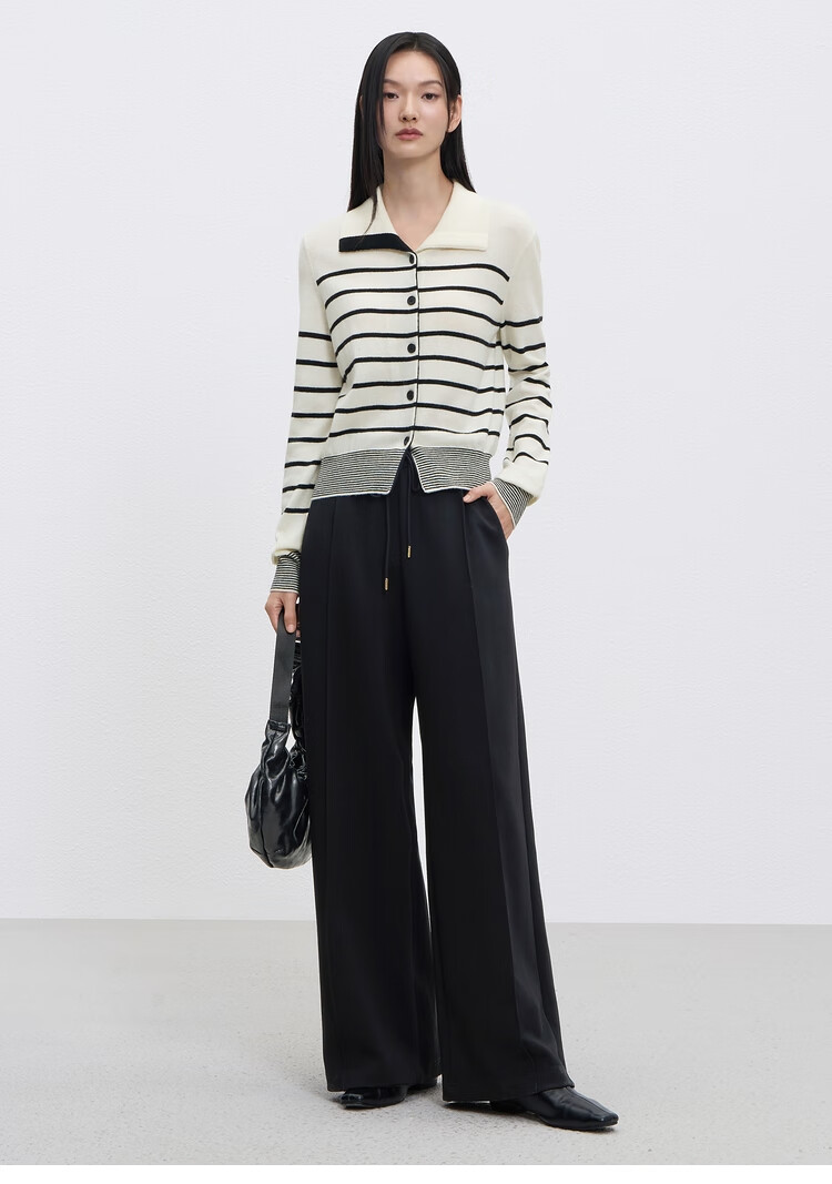 Taipingniao Women's Casual Pants, High-Waisted Cloud Pants, Spring Season, Soft And Skin-Friendly, Loose-Fitting, Slimming Wide-Leg Pants, Black, M 12