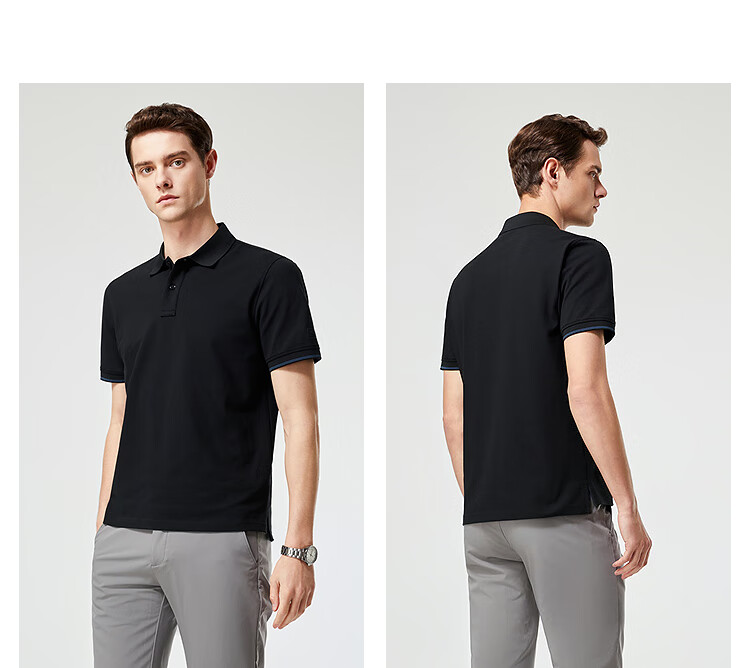 YOUNGOR [Moisture-Wicking] Summer 2026 New Breathable Cotton Elastic Collar Short-Sleeve POLO Shirt, Rock Gray, 3XL 8
