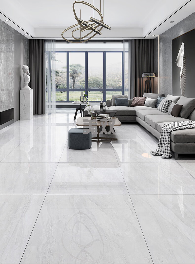通体瓷砖800x800客厅地砖滑亮光灰色磁砖大理石地板砖 玻化砖/抛光砖3