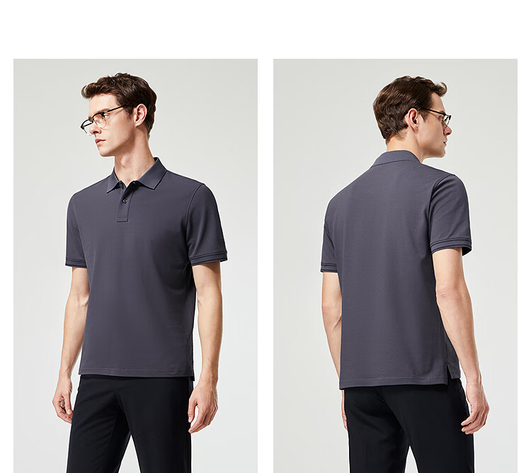 YOUNGOR [Moisture-Wicking] Summer 2026 New Breathable Cotton Elastic Collar Short-Sleeve POLO Shirt, Rock Gray, 3XL 14