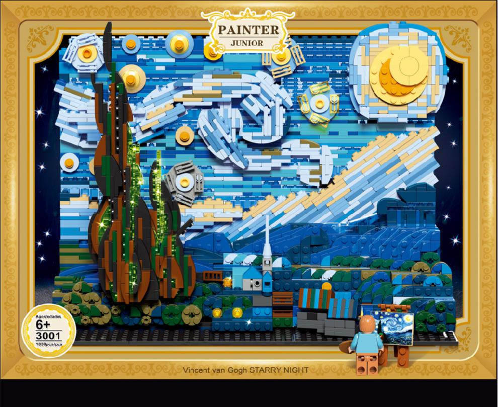乐高旗舰梵高星月夜星空积木乐高积木梵高星月夜星空油画模型创意客厅
