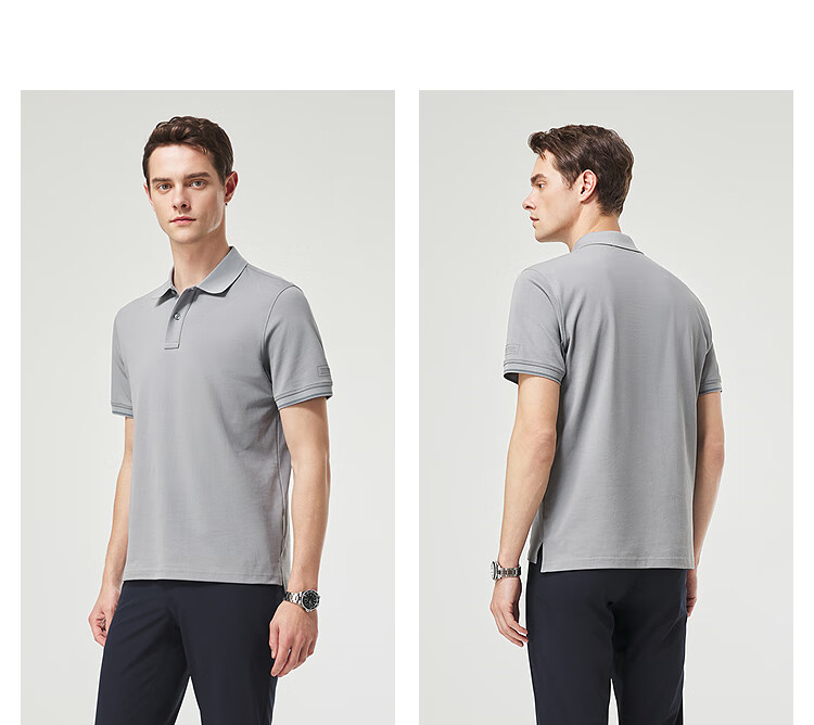 YOUNGOR [Moisture-Wicking] Summer 2026 New Breathable Cotton Elastic Collar Short-Sleeve POLO Shirt, Rock Gray, 3XL 10