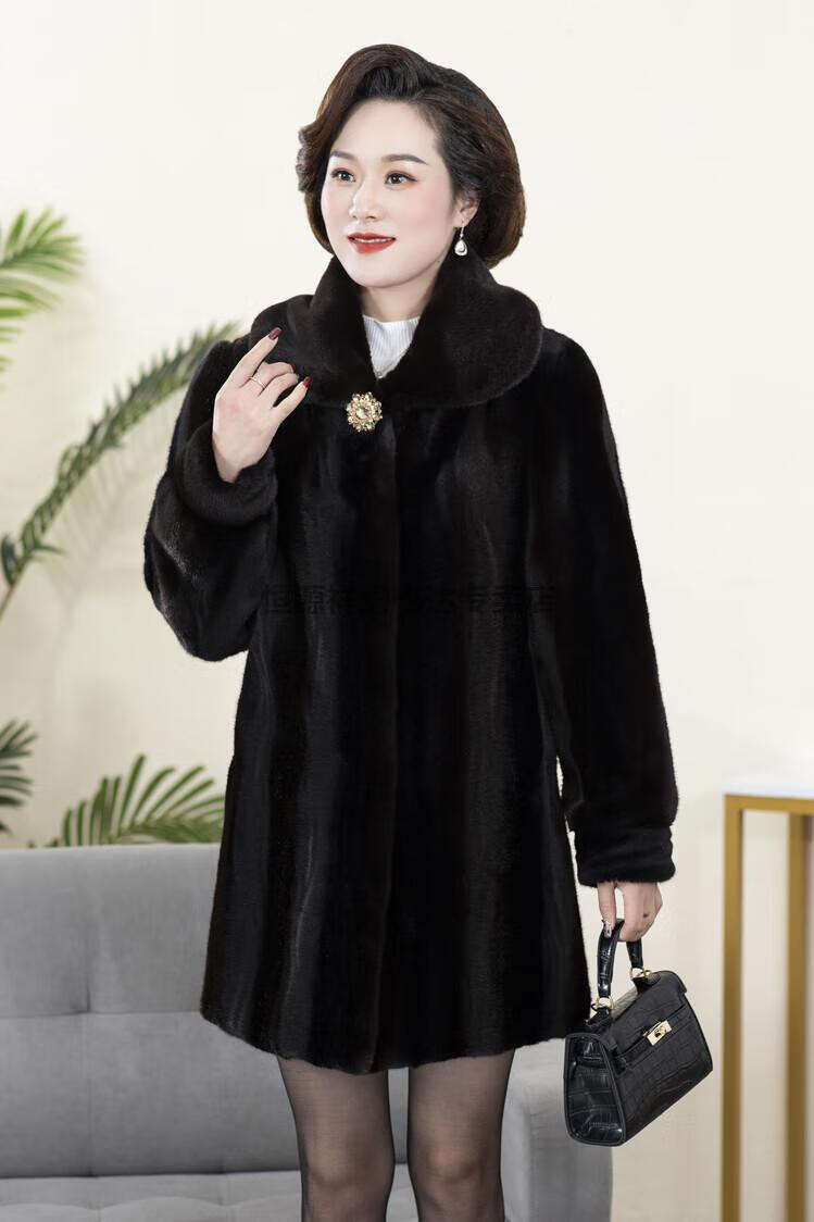 恒源祥旗舰官方店贵夫人貂皮大衣女整貂中长款海宁水貂毛老年妈妈皮草
