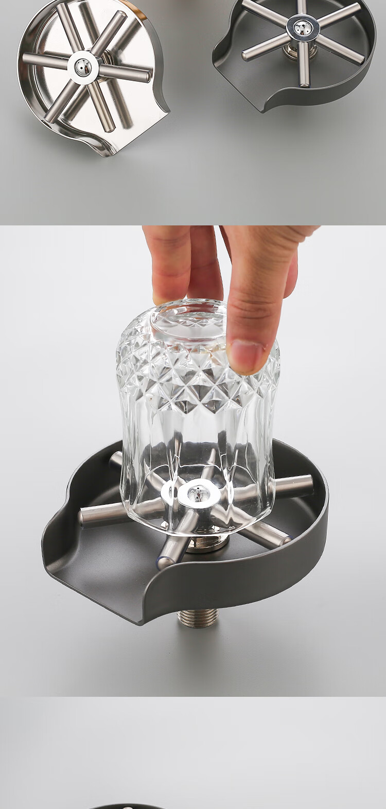 洗杯子神器按压式不锈钢洗杯神器高压洗杯器水盆按压式冲洗头自动冲杯