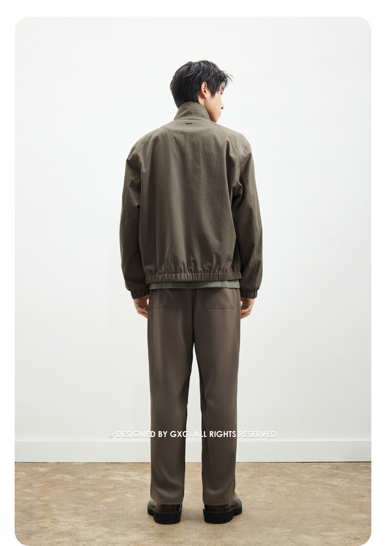 GXG Men's Clothing, Spring 2025 New Style, Casual Workwear-Inspired Halington Jacket, Stand-Up Collar Coat, Gray, 165/S 7
