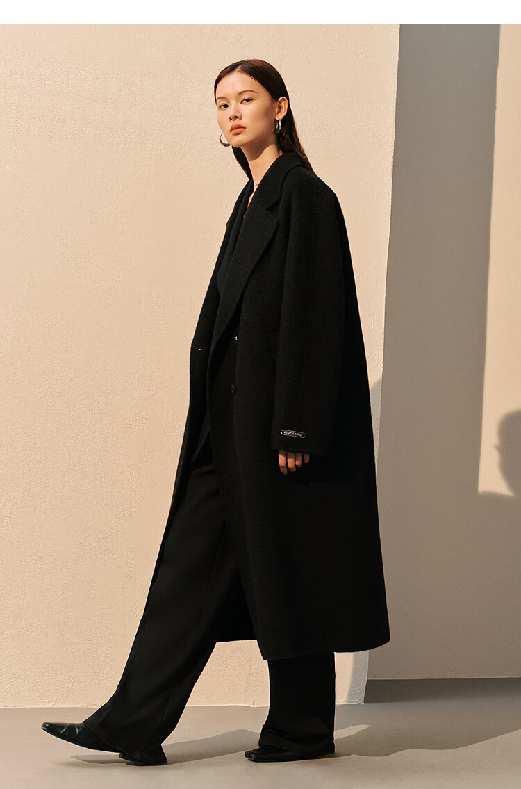 Taipingniao Women's Wool Coat, Master Zhenrou Series, Women's Double-Faced Wool Winter Coat, Fashionable, Gray, Size S 24
