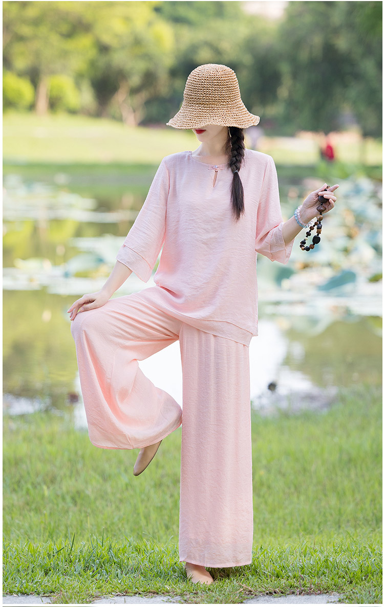 禅服女复古风套装佛系女夏天中式唐装装棉麻中国风复古禅意茶服禅修服