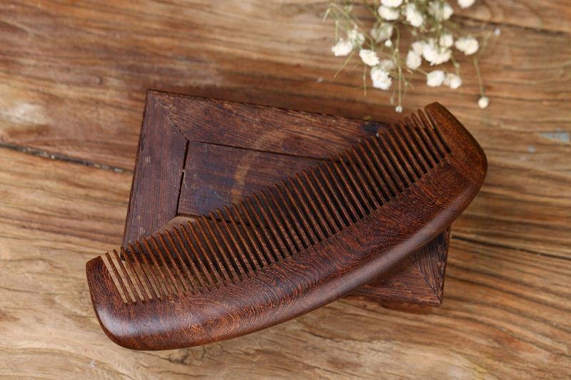 2022新款木梳檀香木便携木梳绿檀梳子便捷式木质梳子 绿檀木长柄宽齿