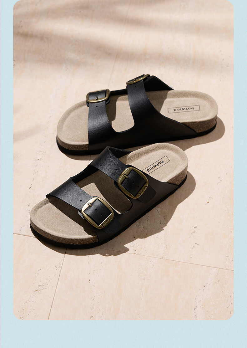 Hotwind Birkenstock Women's Summer New Fashion Versatile Commuter Cork Sandals Beach Slippers for Women 10