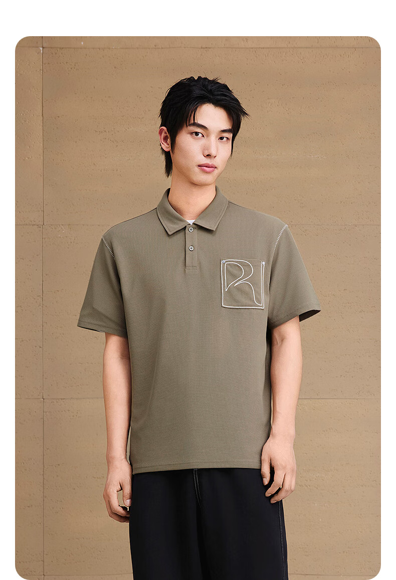 GXG Menswear Moisture-Wicking Quick-Dry Contrast Stitching Polo Shirt Short Sleeve Black 185/XXL 6