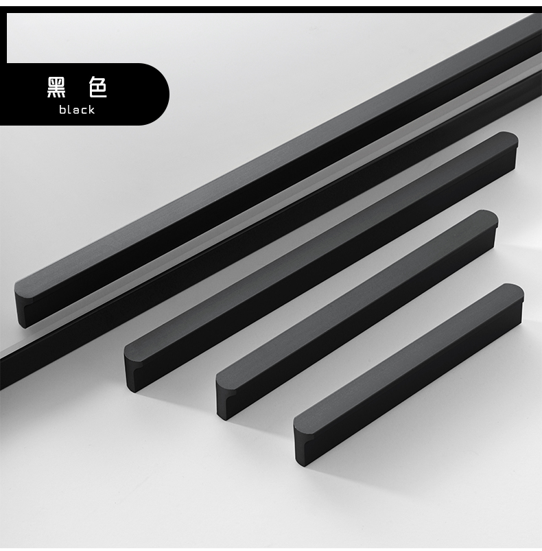 现代简约t型圆头金色橱柜门拉手灰色黑色铝合金加长1米衣柜门把手圆头