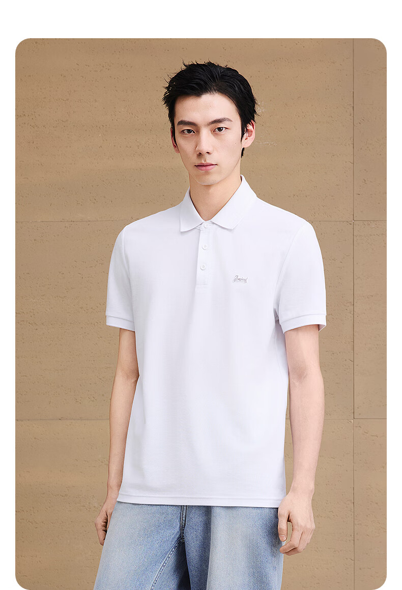 GXG Men's Acetate Cool Embroidered Polo Shirt Business Casual White 185/XXL 1