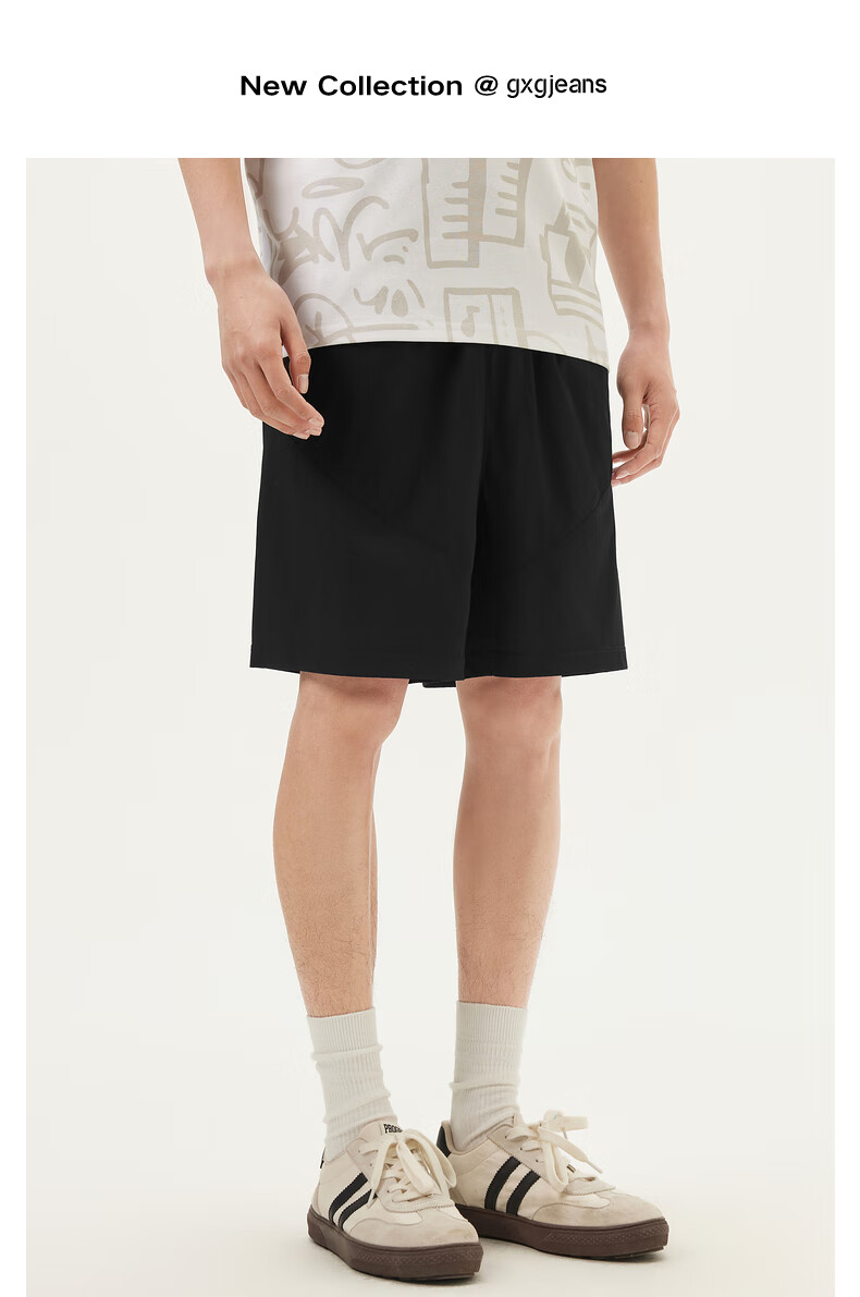 Gxgjeans Men's Basic Loose Straight Casual Shorts 2025 Summer New Black 175/L 1