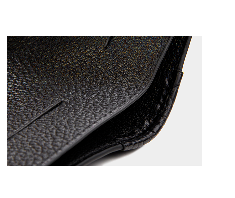 采宁 钱包男稀有皮钱包手工定制皮具高端黑色鲨鱼皮真皮横款证件卡位