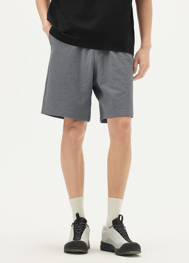 Gxgjeans Men's Bubble Yarn Basic Simple Loose Casual Shorts, New Summer 2025 Men's Style, Black, Size 170/M 9