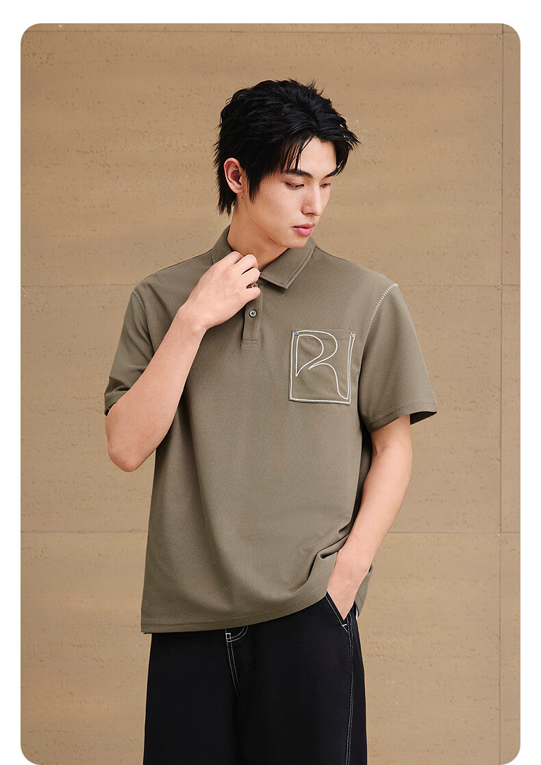 GXG Menswear Moisture-Wicking Quick-Dry Contrast Stitching Polo Shirt Short Sleeve Black 185/XXL 8