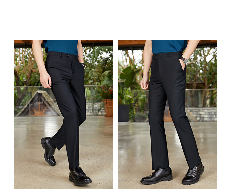 YOUNGOR [Breathable And Shape-Retaining] Men's Business Casual Straight-Leg Trousers, Loose-Fit Large Size Professional Long Pants for Autumn, 37848 4