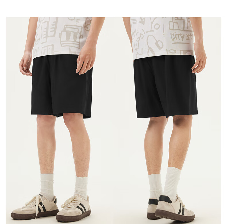 Gxgjeans Men's Basic Loose Straight Casual Shorts 2025 Summer New Black 175/L 7