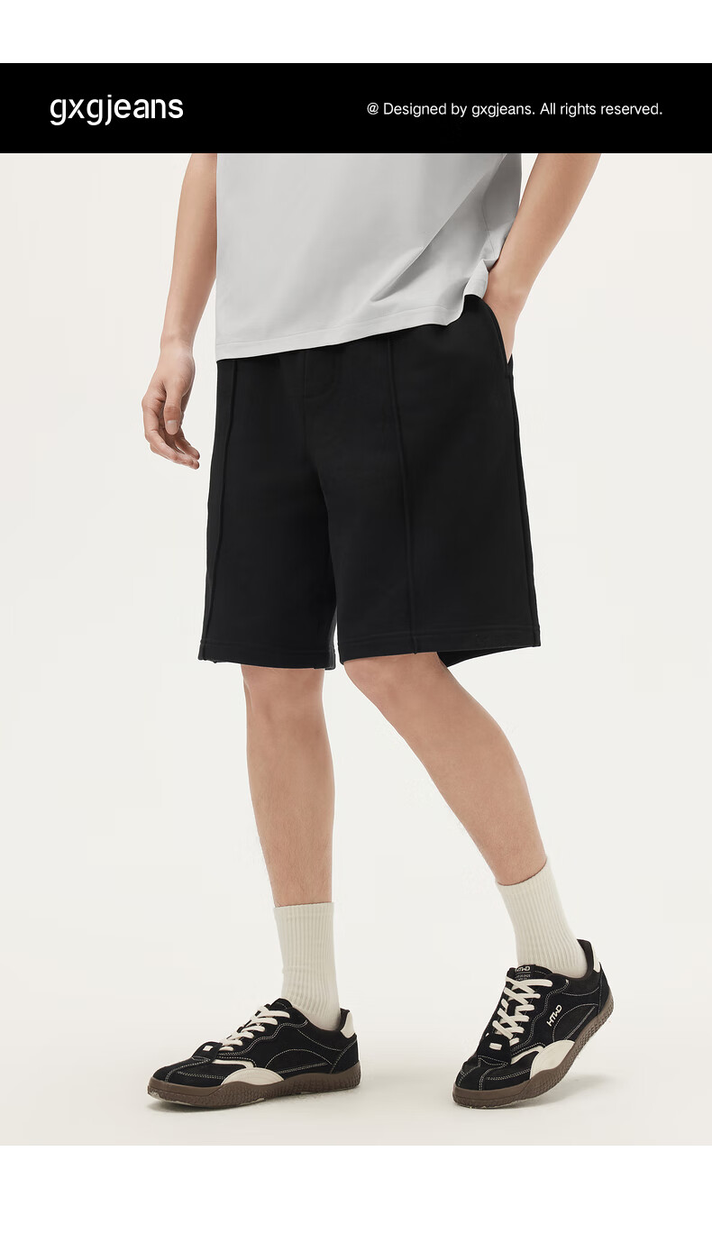 Gxgjeans Men's Split Design Basic Loose Casual Shorts, New Summer 2025 Collection, Black, Size 165/S 1