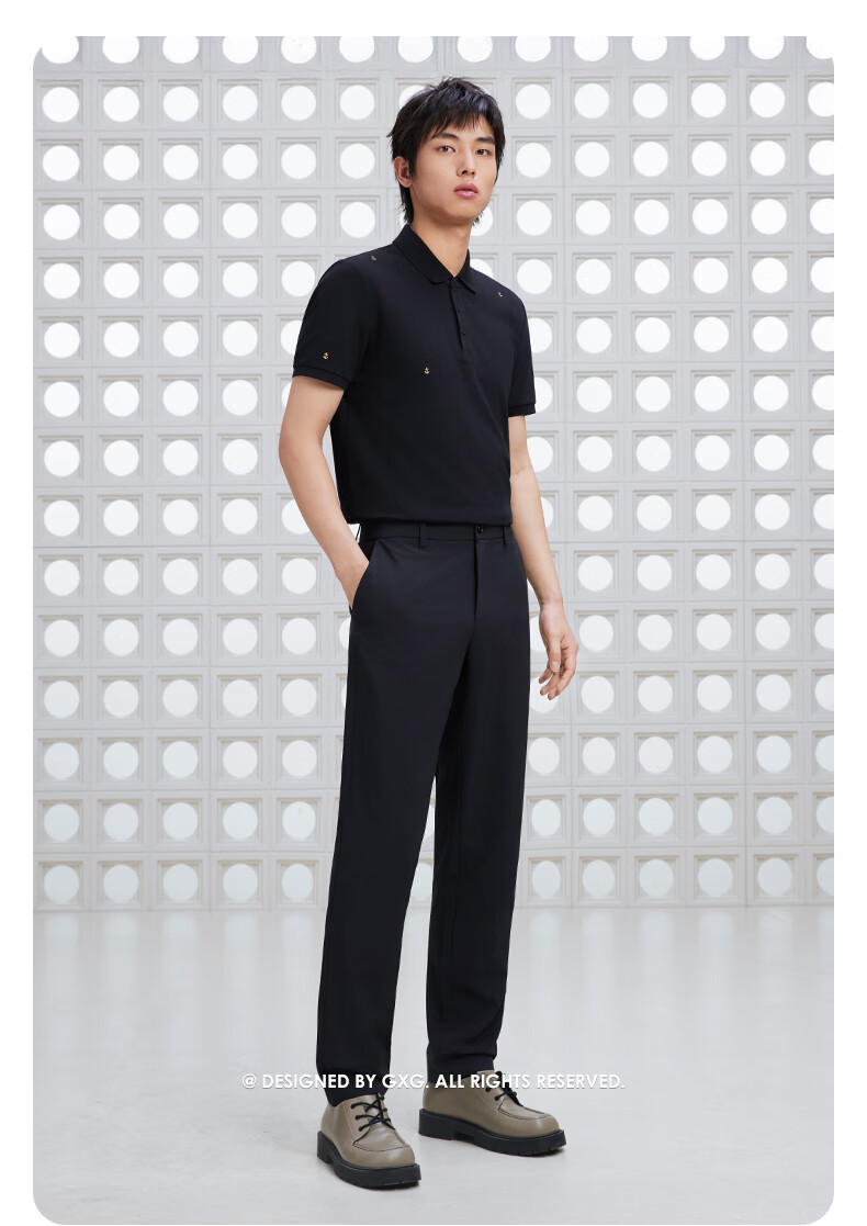 GXG Men's Clothing [Cool Touch] Full Embroidery Polo Shirt Short Sleeve Business, Black, 195/XXXXL 6