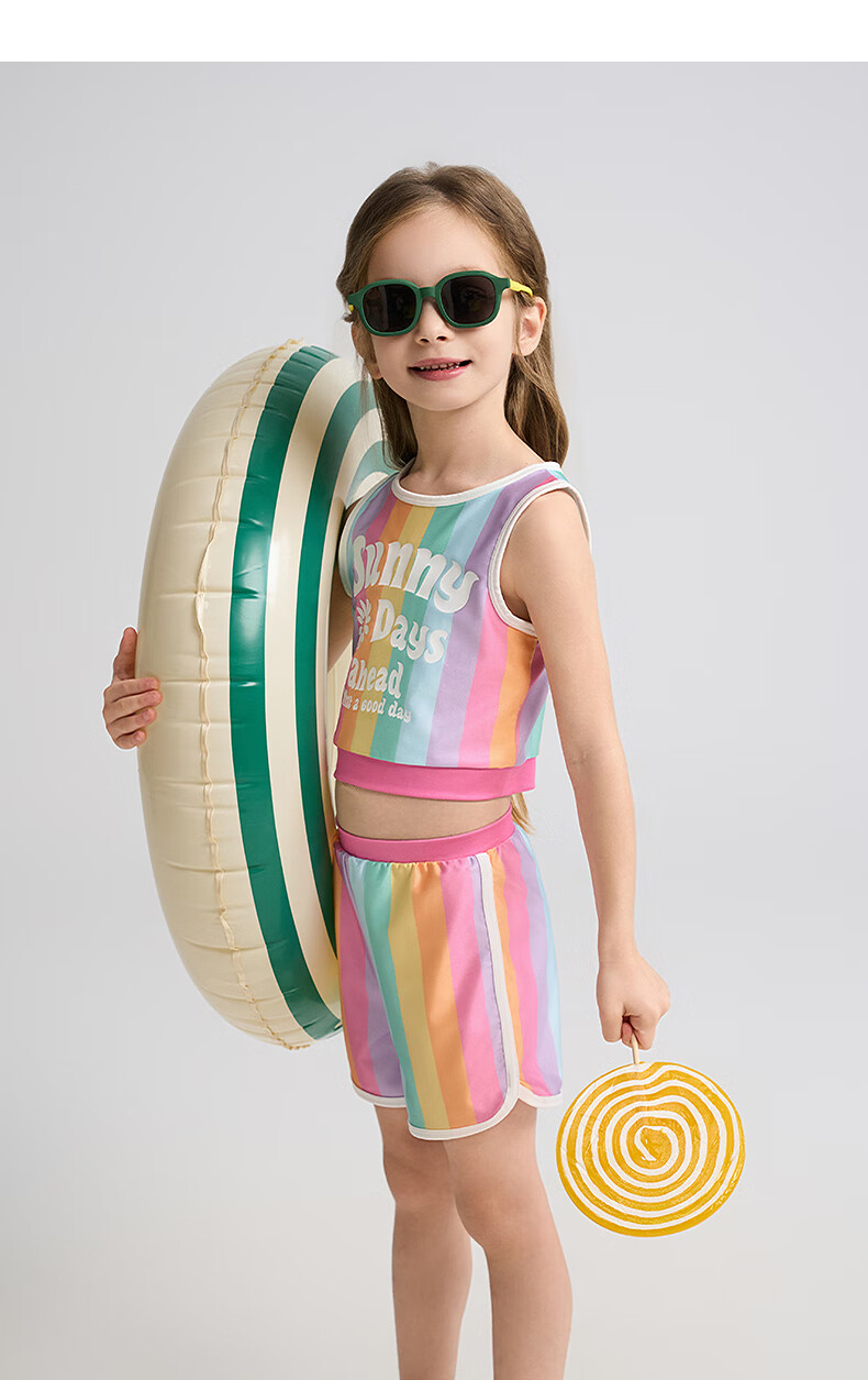 Aimer Kids Vacation Swimsuit Set for Girls, Sun Protection 50+, Chlorine Resistant One-Piece Style 120 7