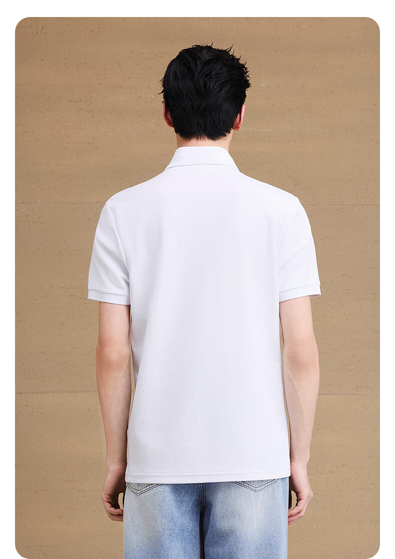 GXG Men's Acetate Cool Embroidered Polo Shirt Business Casual White 185/XXL 6