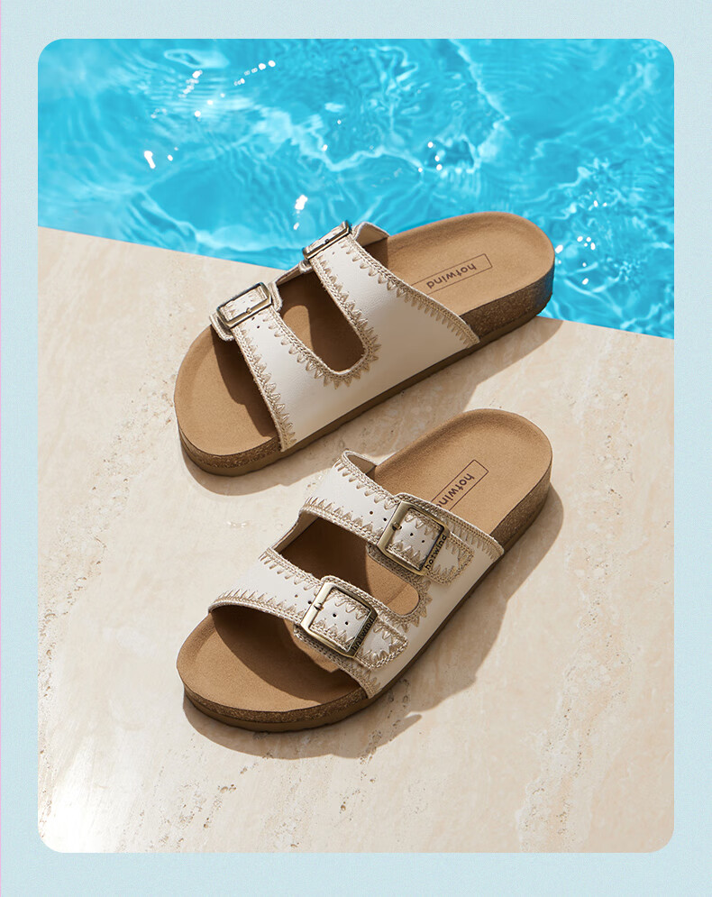 Hotwind Women's Birkenstock Style Summer New Flat Casual Outdoor Lightweight Cork Sandals 7