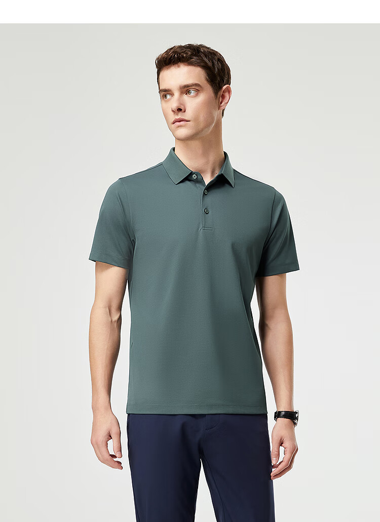 YOUNGOR [Mulberry Silk + Cool Touch] 2026 New Machine Washable Polo Shirt, Dark Gray, 2XL (Recommended for 165-180 Jin) 5