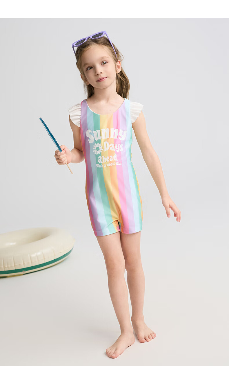 Aimer Kids Vacation Swimsuit Set for Girls, Sun Protection 50+, Chlorine Resistant One-Piece Style 120 11