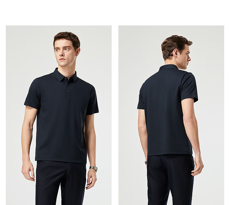Youngor POLO Men's 2025 Summer Youth Business Casual Short Sleeve High-end POLO Shirt Navy Blue S 5