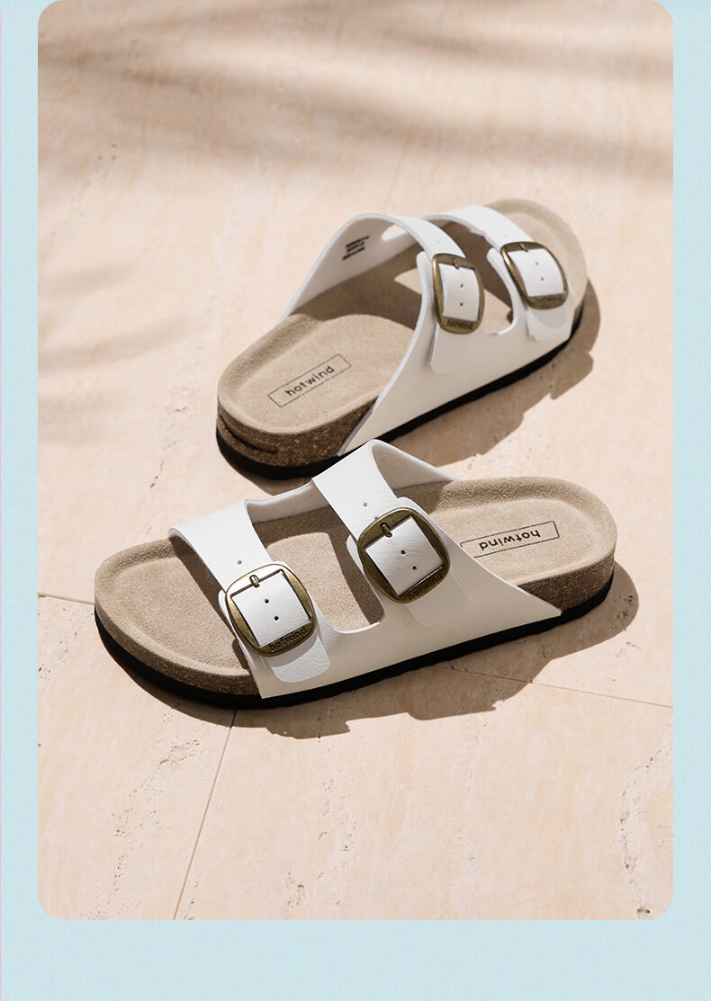 Hotwind Birkenstock Women's Summer New Fashion Versatile Commuter Cork Sandals Beach Slippers for Women 9