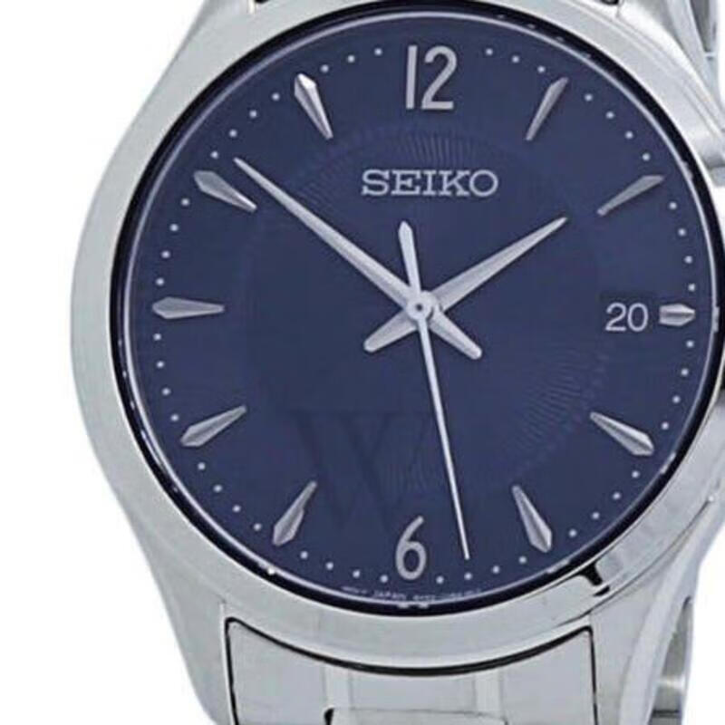 精工seiko男表 noble系列简约大三针日历蓝盘钢带防水石英手表 sur419