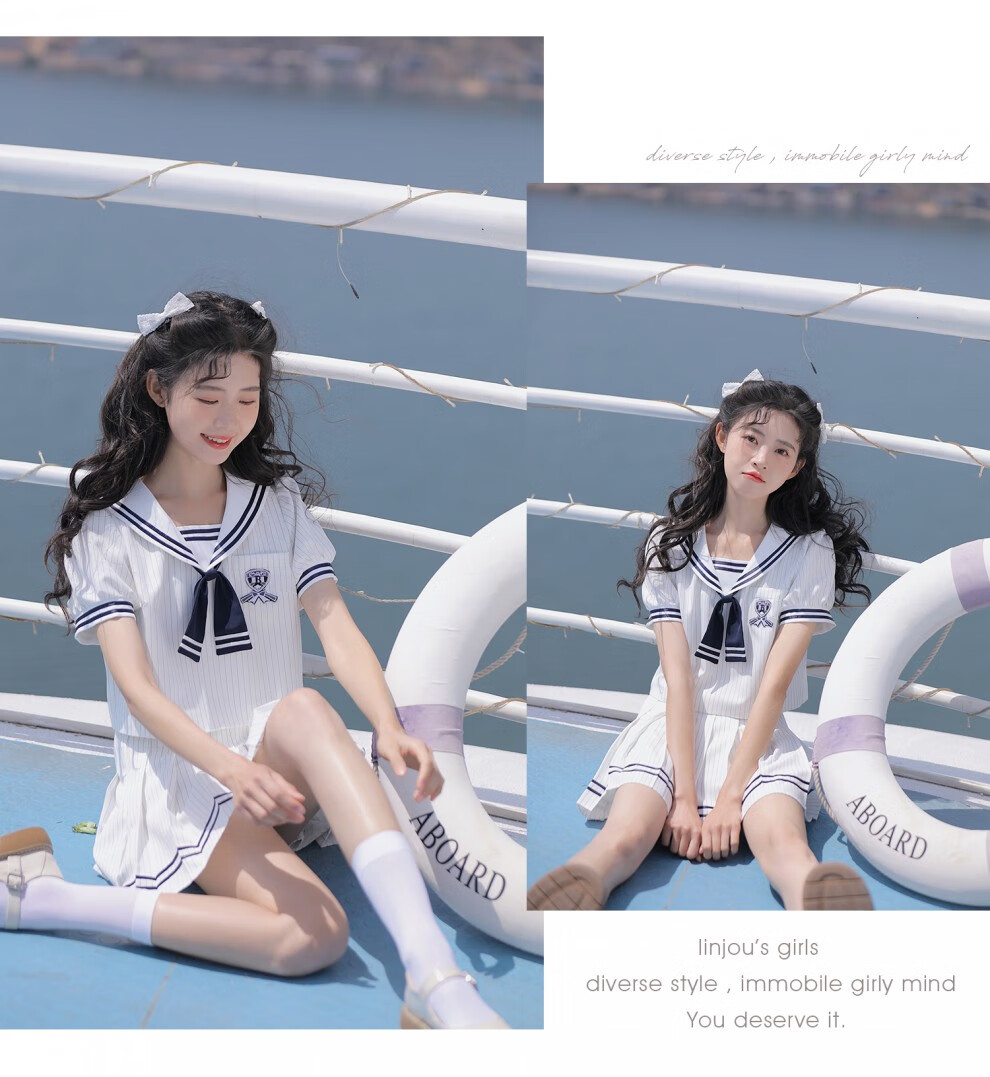 jk初中学生高中女生不良少女水手服海军风甜美套装裙日