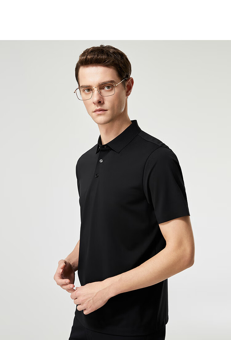 YOUNGOR Summer 2026 New Youth Business Casual Short-Sleeve Polo Shirt, Black, XL (Recommended for 150-165 Lbs) 4