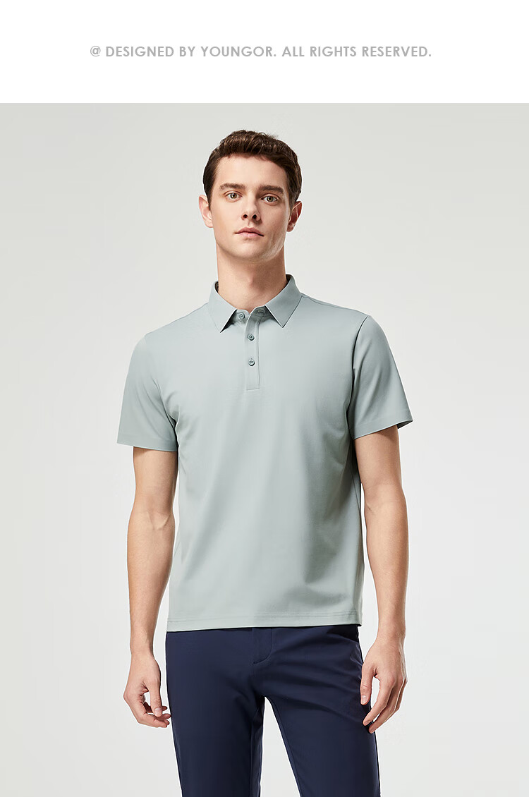 Youngor POLO Men's 2025 Summer Youth Business Casual Short Sleeve High-end POLO Shirt Navy Blue S 10