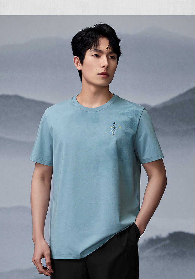 HLA Men's T-Shirt, Summer Mountain Series, Large Size, Cool-Feeling Short Sleeve for Me 7
