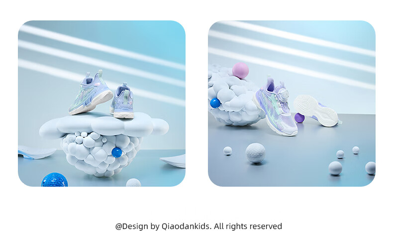QIAODAN Girls' Sports Shoes Toddler Summer Mesh Running Shoes Children's Dial Buckle Shoes QIAODAN White/Light Blue Size 32 6