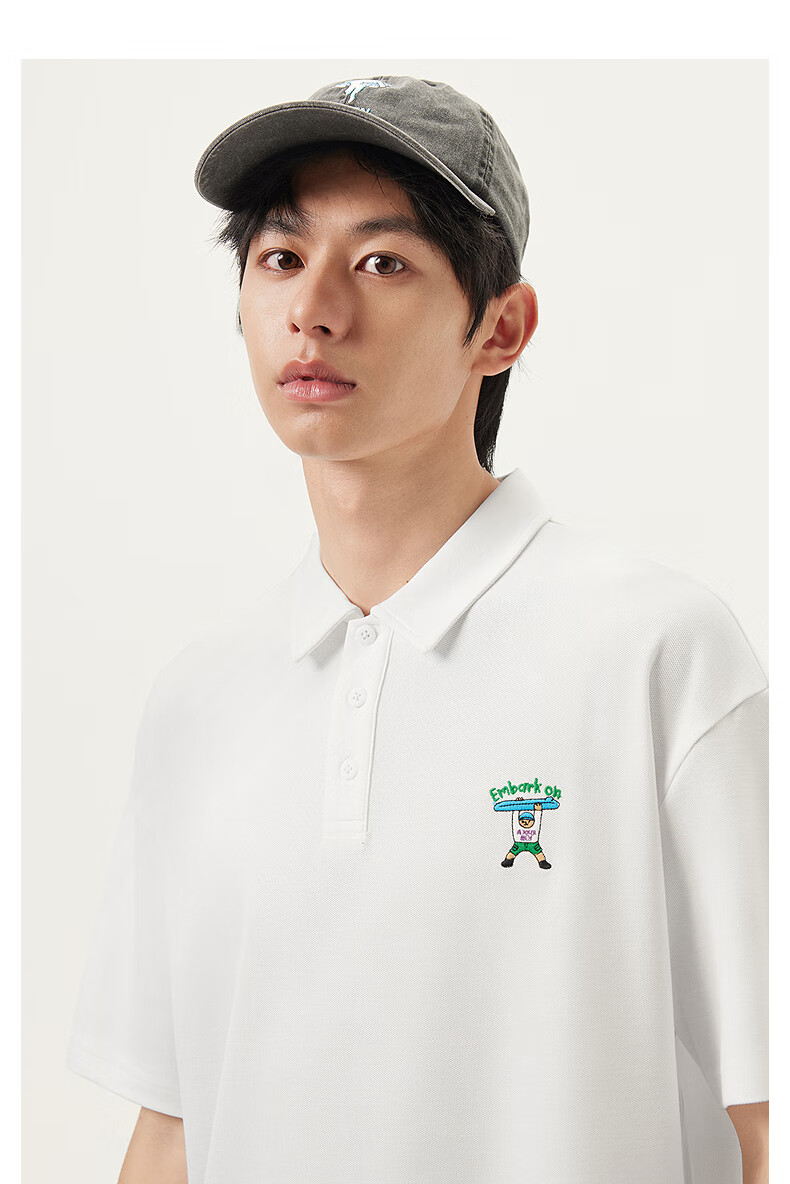 Gxgjeans Men's Casual Embroidered Short Sleeve Polo Shirt Summer Hot Sale Black M (170) 8