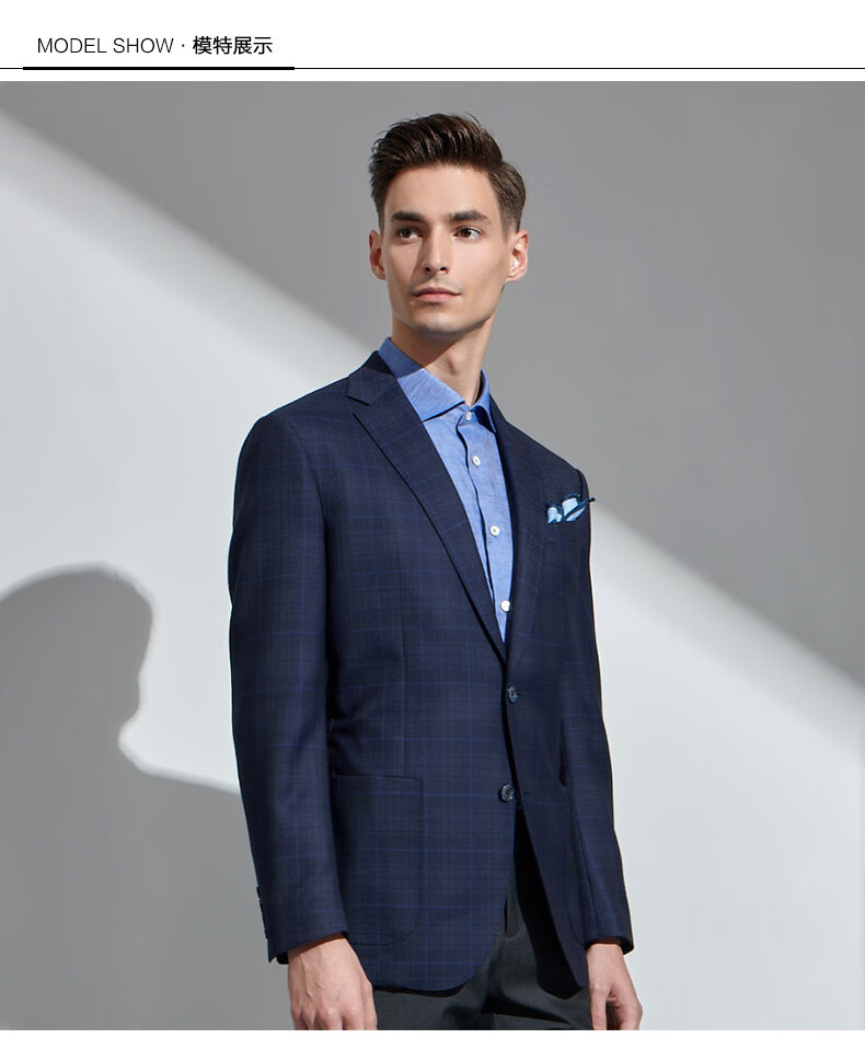 男装 西服 华斯度(vasto) vasto华斯度2018夏季男士羊毛单西服 蓝色